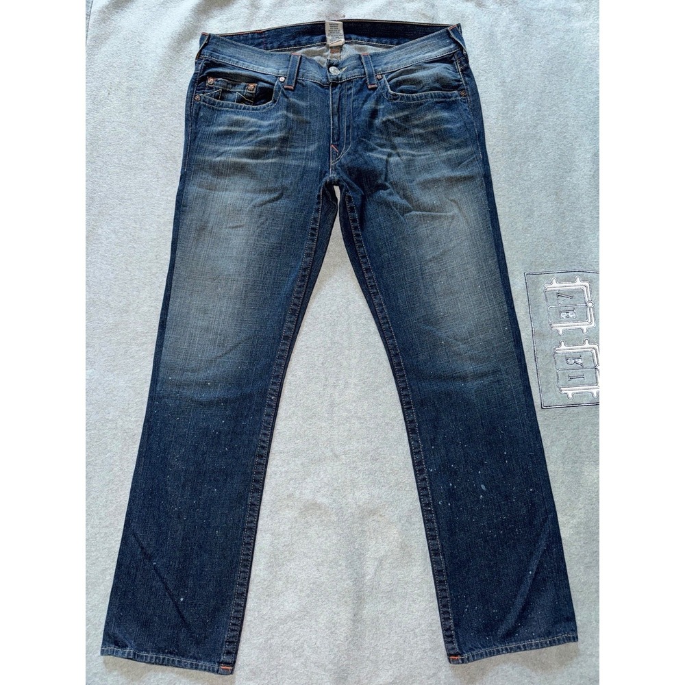 True Religion Jeans Men's‎ Bobby Blue Denim Straight Leg Stretch Size 38